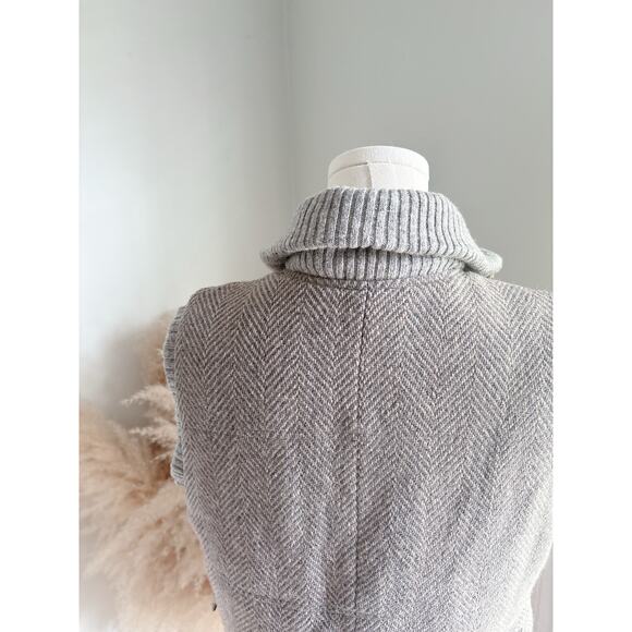 Woolrich Womens Wool Vest Medium Herringbone Button Up - Picture 8 of 10